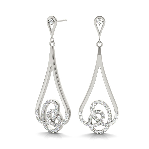 18K White Gold Round Diamond Fashion Earrings