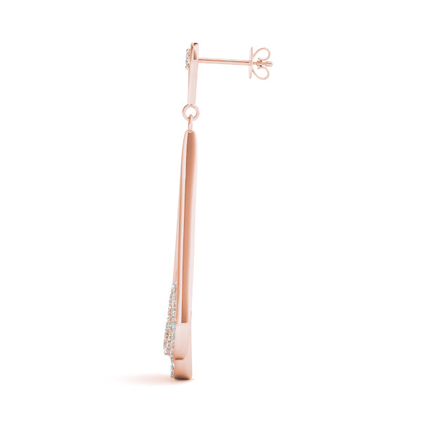 18K Rose Gold Round Diamond Fashion Earrings