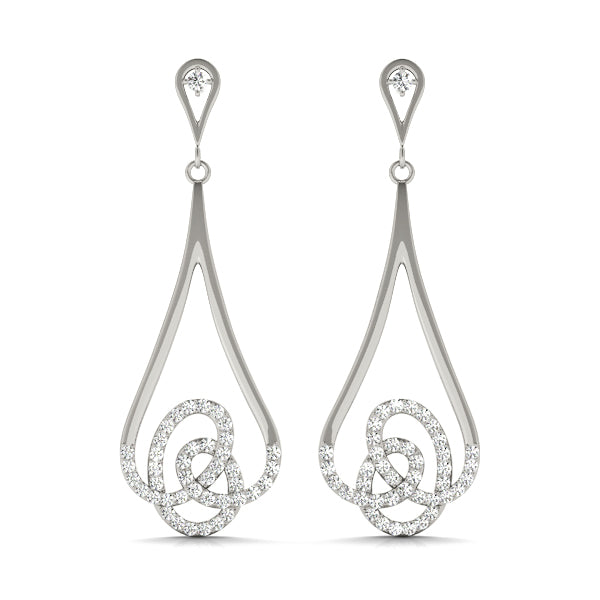 Platinum White Diamond Fashion Drop Earrings