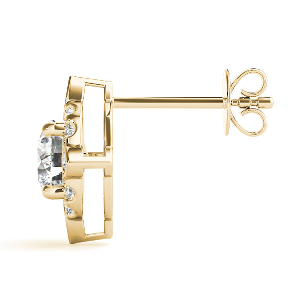 14K Yellow Gold Diamond Halo Stud Earrings