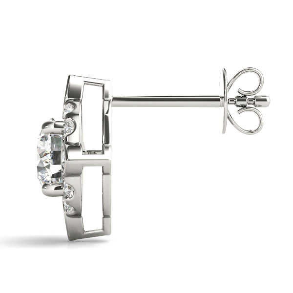 Platinum Round Diamond Halo Stud Earrings