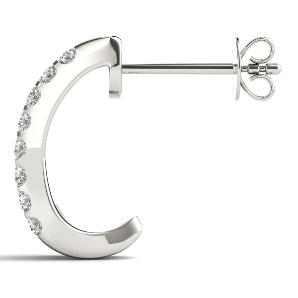 Platinum Diamond J-Hoop Earrings | 0.5 ctw