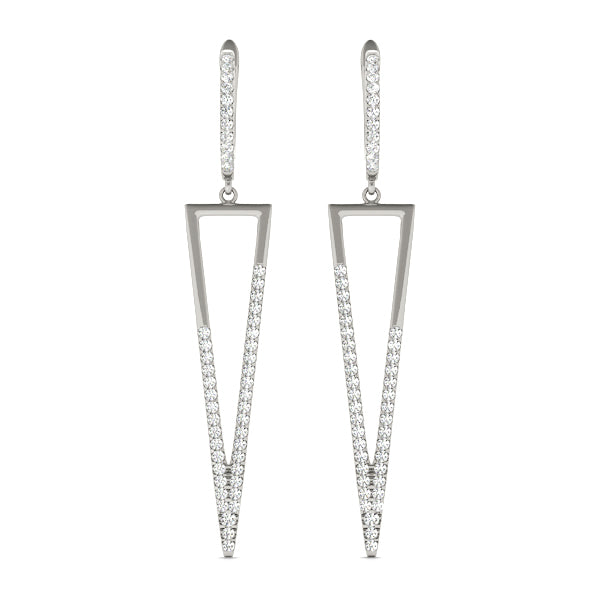 Platinum Round Diamond Fashion Drop Earrings