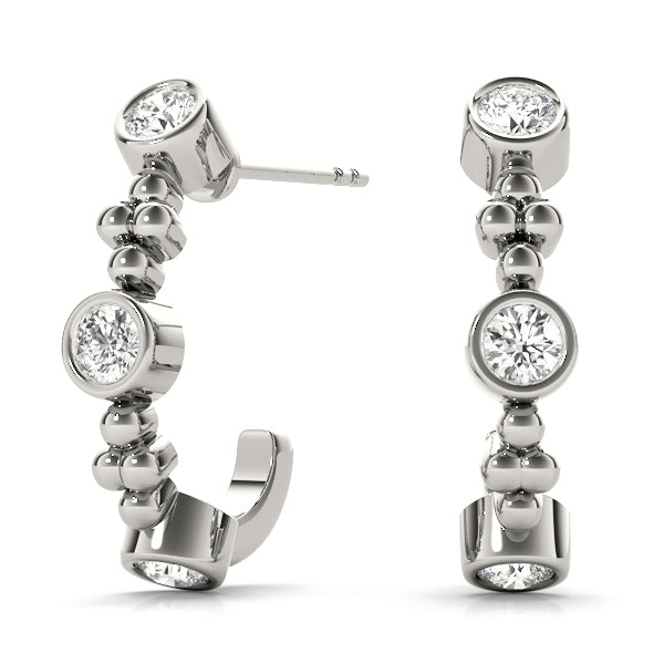 Round Diamond J-Hoops in Fine Jewelry