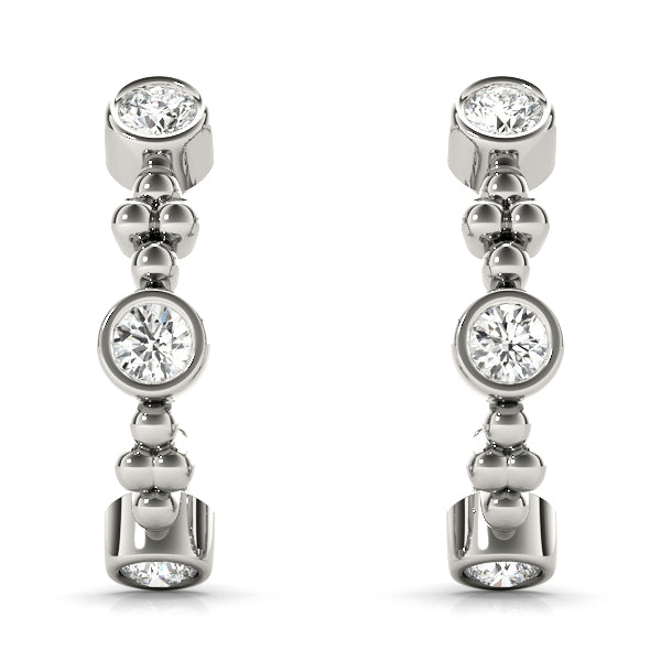 Platinum 0.45ctw Diamond J-Hoop Earrings