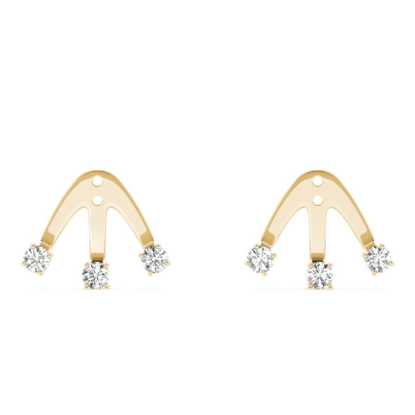 14K Yellow Gold Round Diamond Fashion Earrings