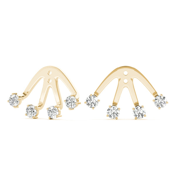 18K Yellow Gold Round Diamond Fashion Earrings