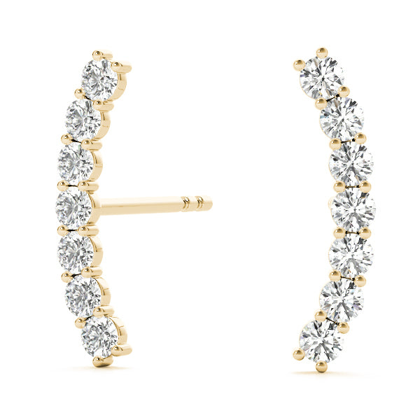 14K Yellow Gold Round Diamond Fashion Earrings