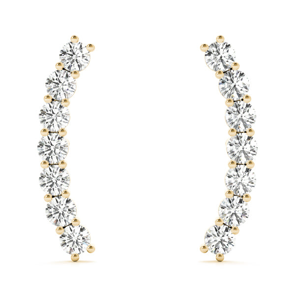 14K Yellow Gold Round Diamond Fashion Earrings