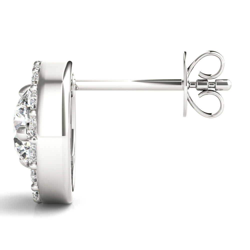 14K White Gold Round Diamond Fashion Earrings