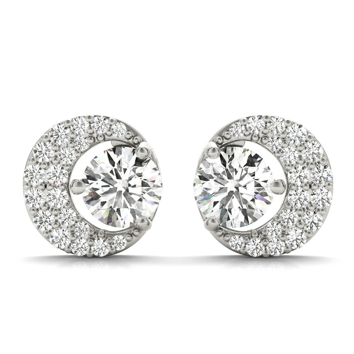 18K White Gold Round Diamond Fashion Earrings