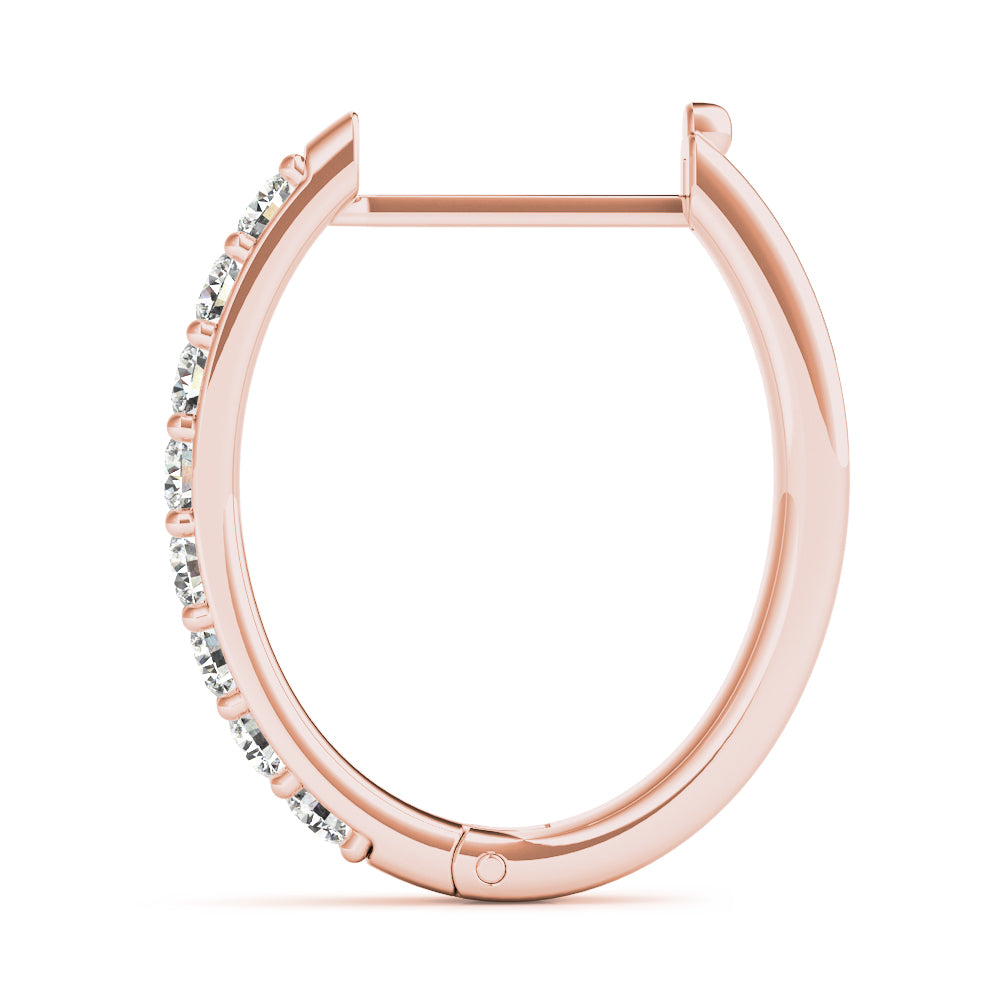 14K Rose Gold Diamond Fashion Hoop Earrings