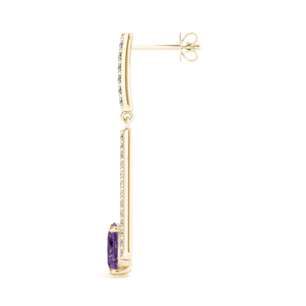 14K Yellow Gold Diamond Oval Earrings