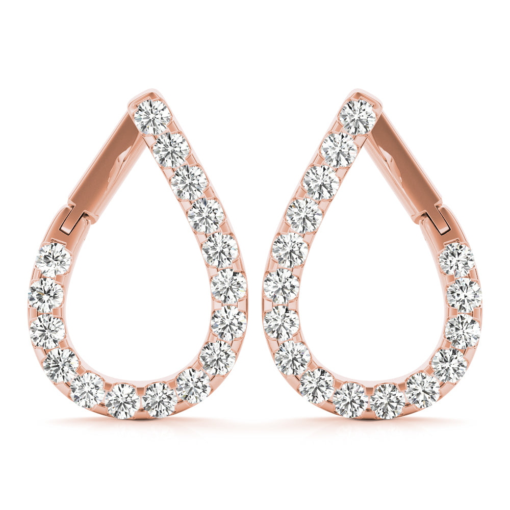 14K Rose Gold Round Diamond Fashion Earrings