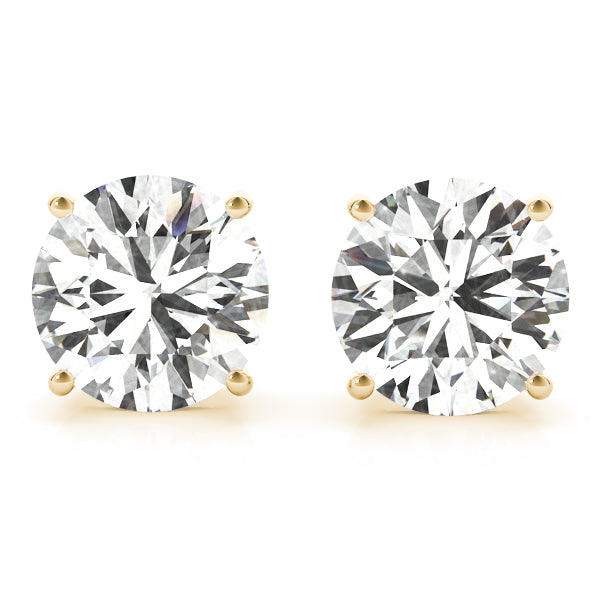 14K Yellow Gold Diamond Solitaire Stud Earrings