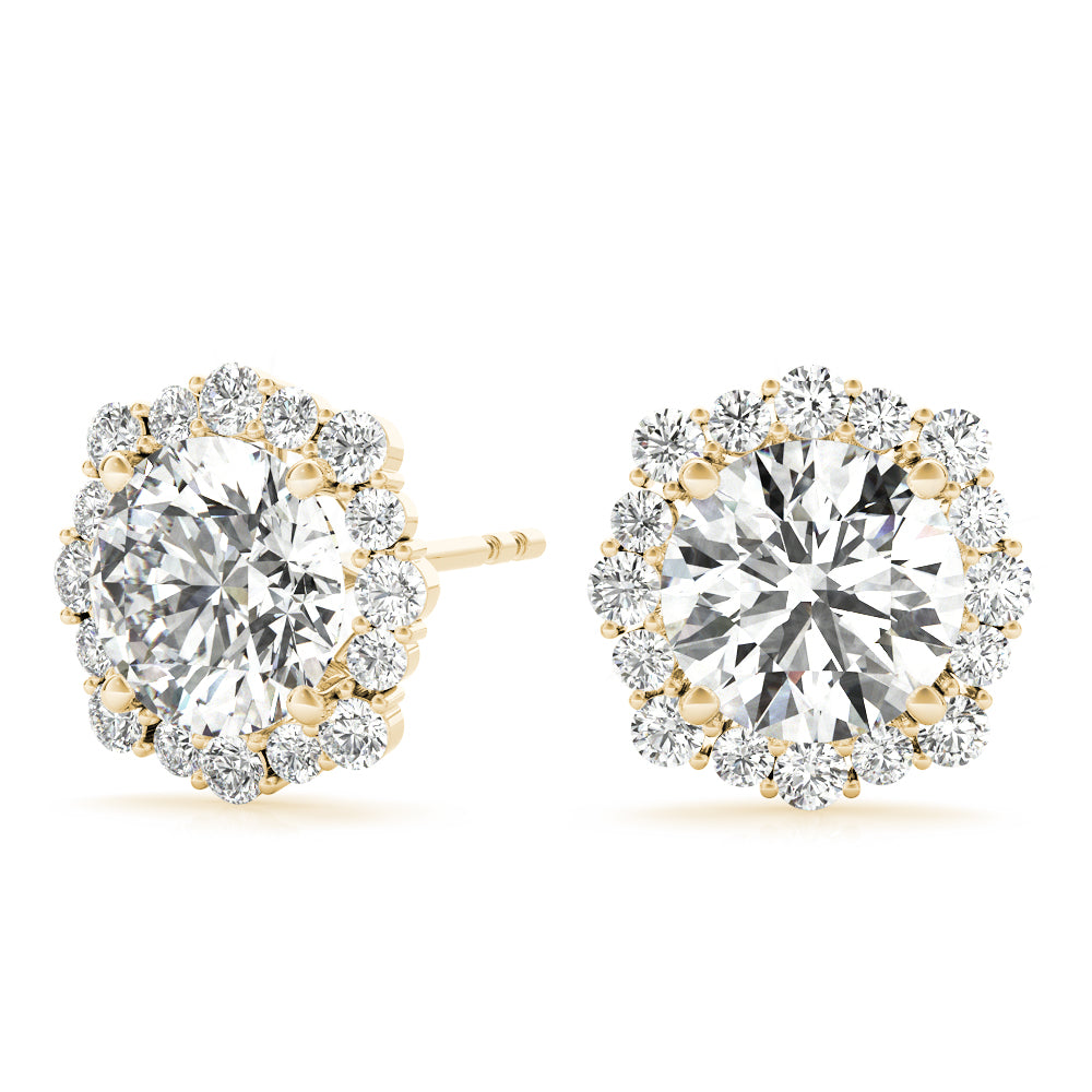 18K Yellow Gold 1 CT Diamond Halo Stud Earrings