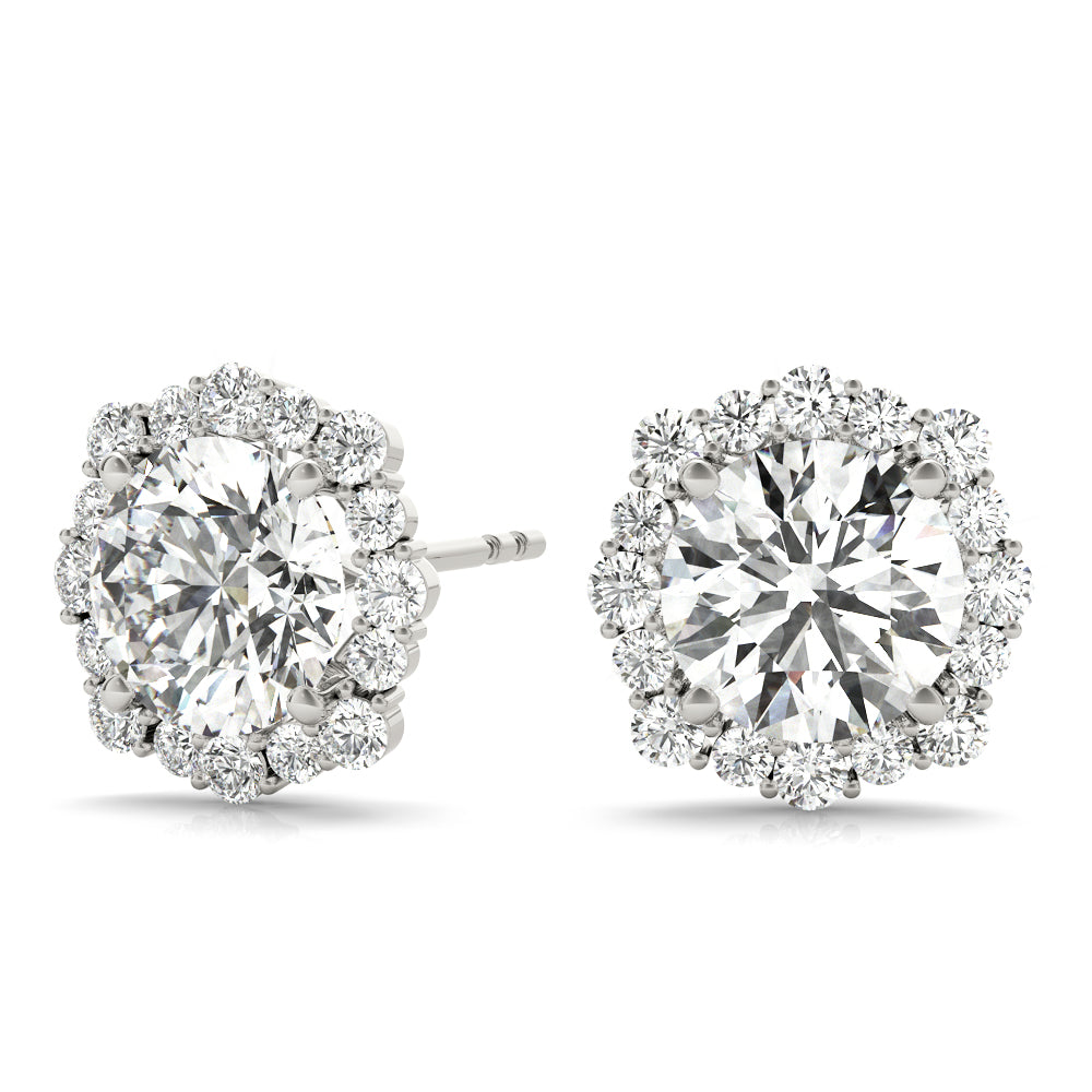 18K White Gold 1 CT Diamond Halo Stud Earrings