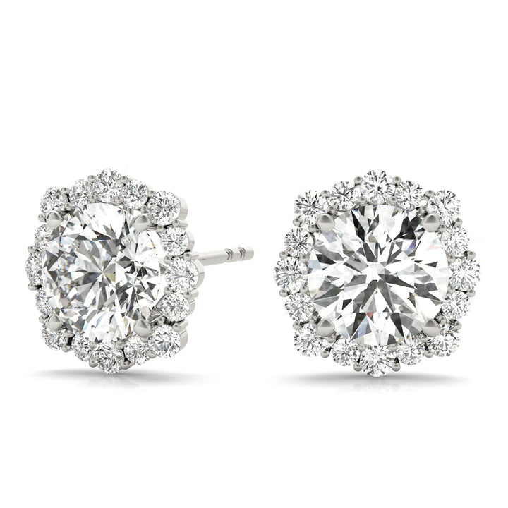 Platinum 1 CT Diamond Halo Earrings