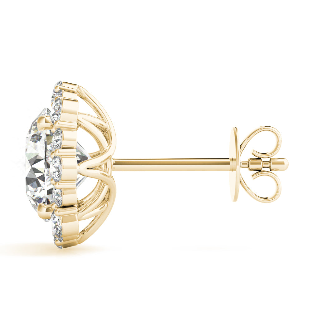 18K Yellow Gold 1 CT Diamond Halo Stud Earrings
