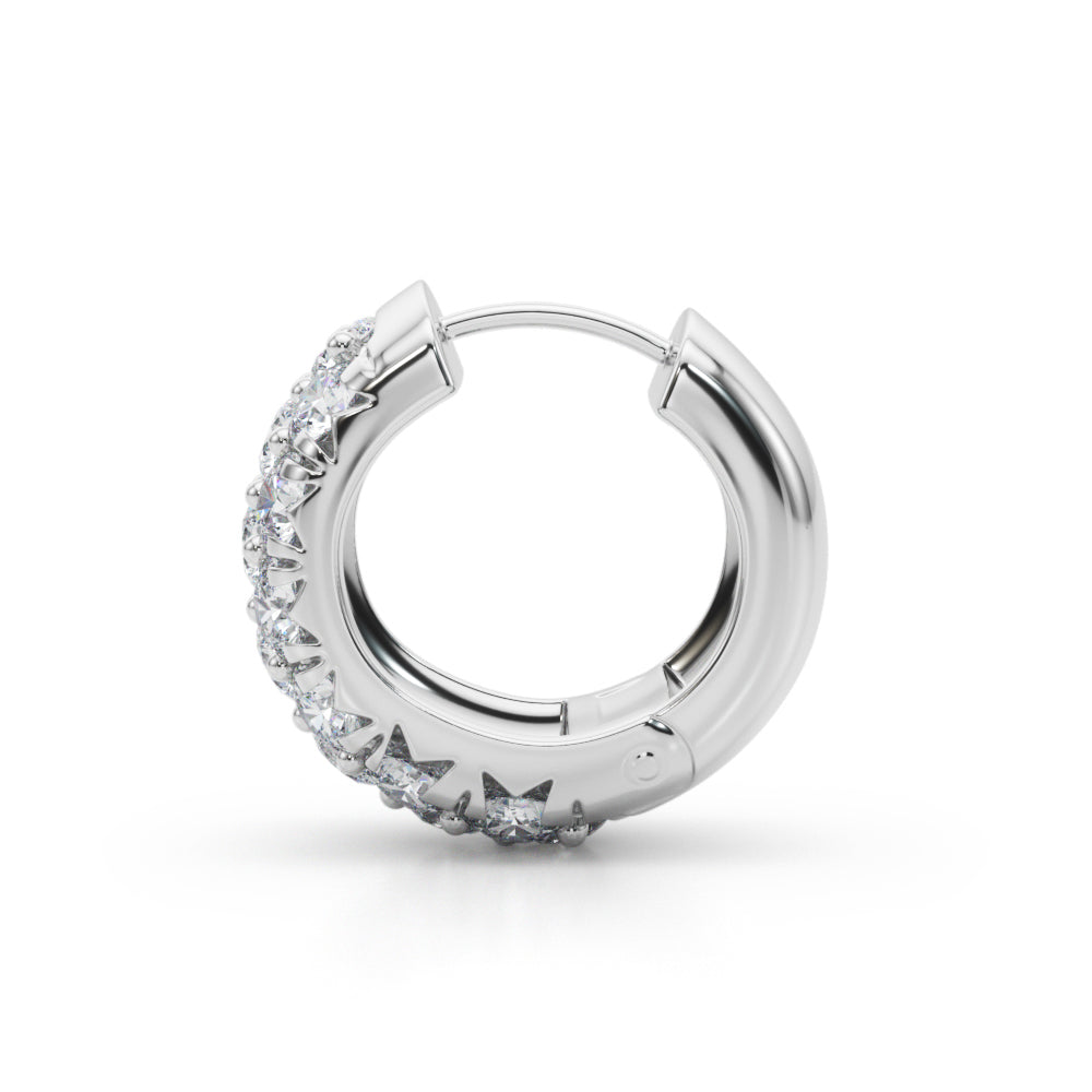 14K White Gold Diamond Huggie Earrings - 1.52 ctw