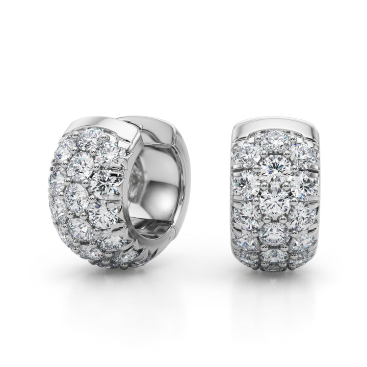 14K White Gold Diamond Huggie Earrings - 1.52 ctw