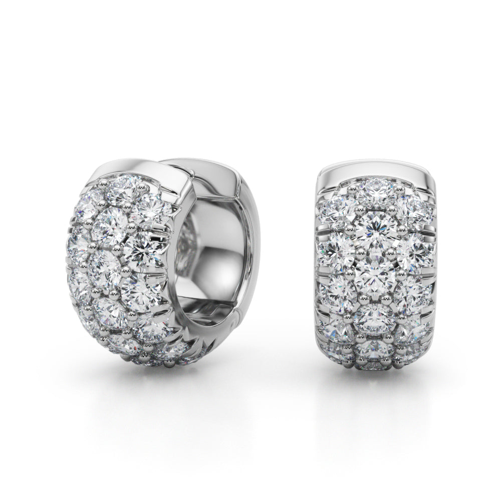 Platinum Diamond Huggie Earrings | 1.5 ctw