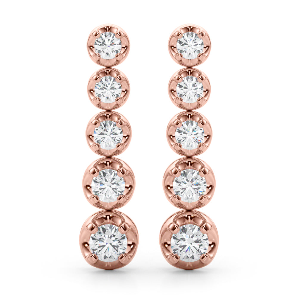 14K Rose Gold Diamond Drop Earrings