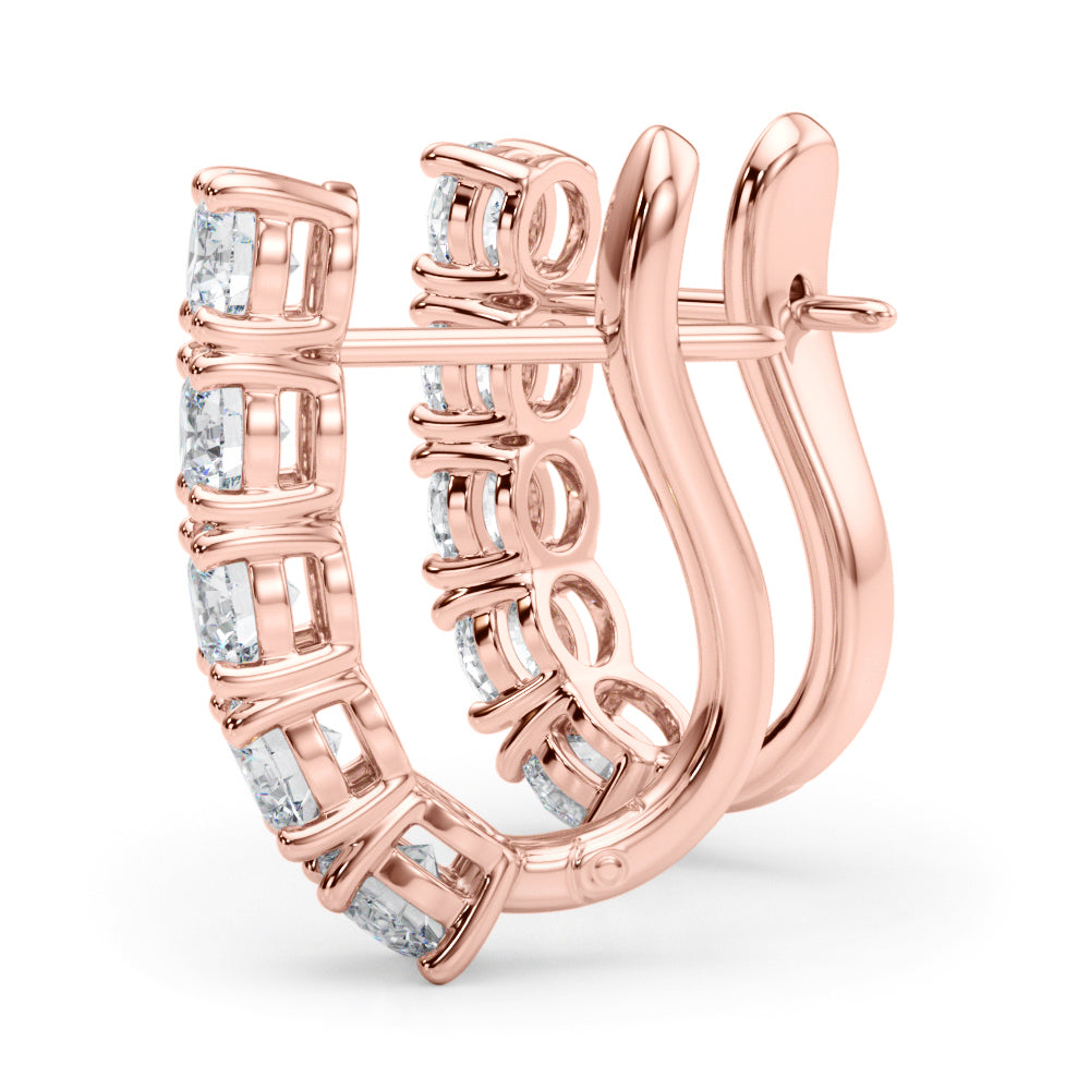 14K Rose Gold Diamond J-Hoop Earrings - 0.35 ctw