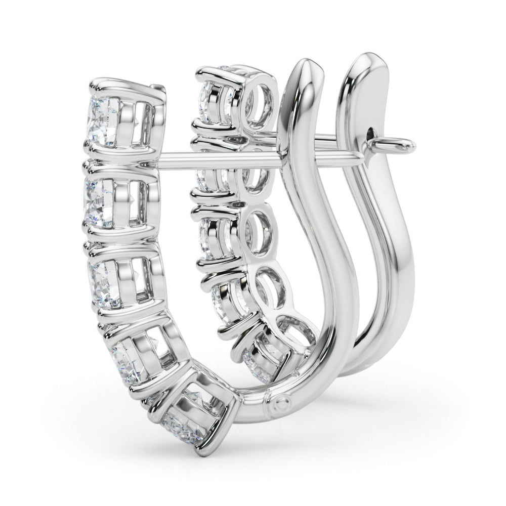 14K White Gold Diamond J-Hoop Earrings - 0.35 ctw