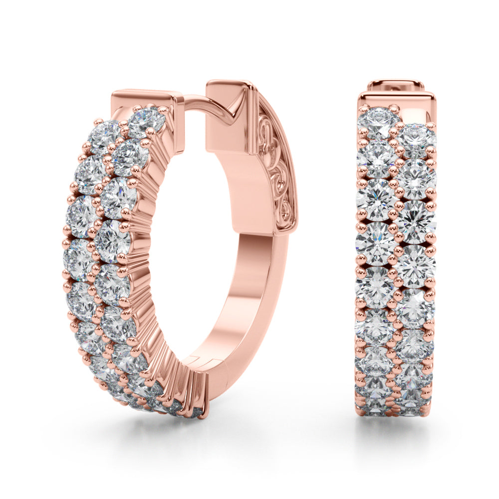 Rose Gold Diamond Hoop Earrings | 18K Fine Jewelry