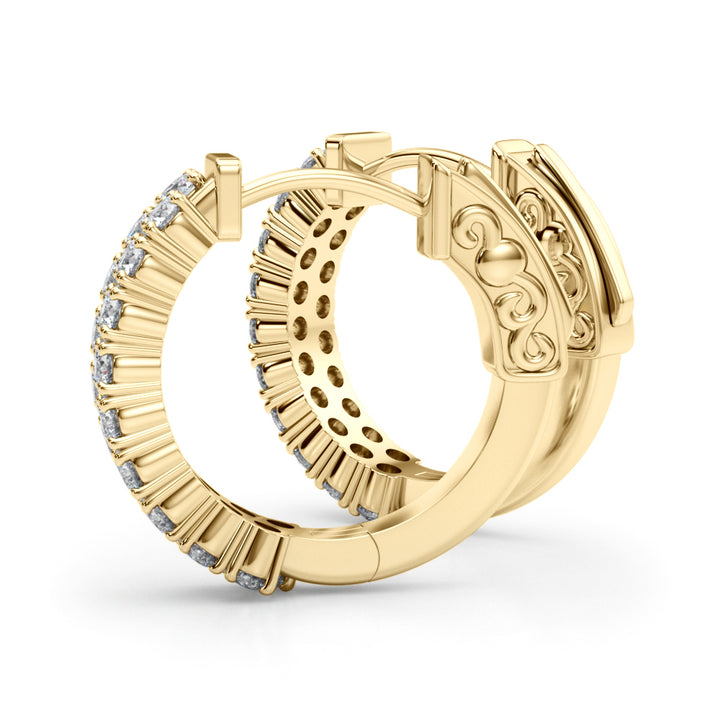 18K Yellow Gold Diamond Hoop Earrings