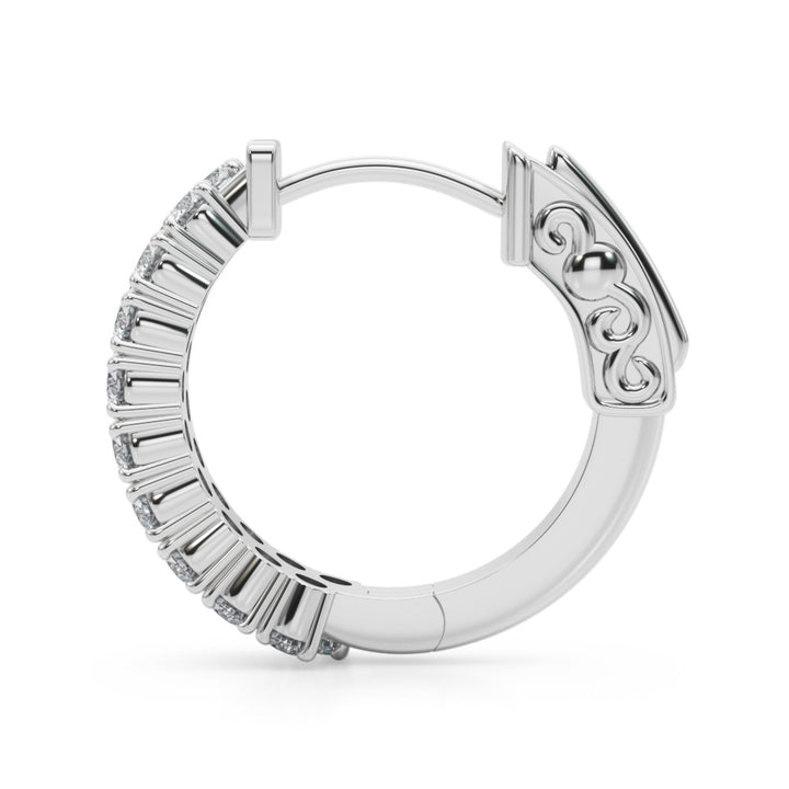 14K White Gold Diamond Hoop Earrings | 3/8 ctw