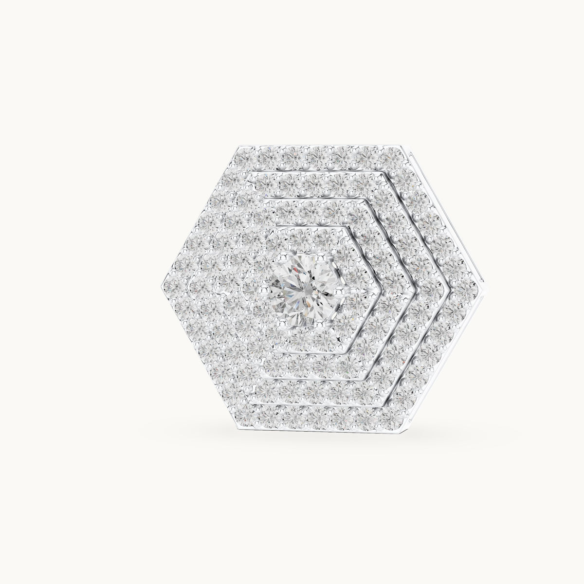 Round lab-grown diamond hexagon halo pendant in white gold, 0.60 CT TW, view 2