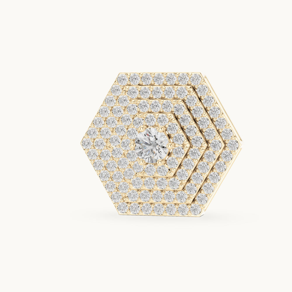 Round lab-grown diamond hexagon halo pendant in yellow gold, 0.60 CT TW, view 2