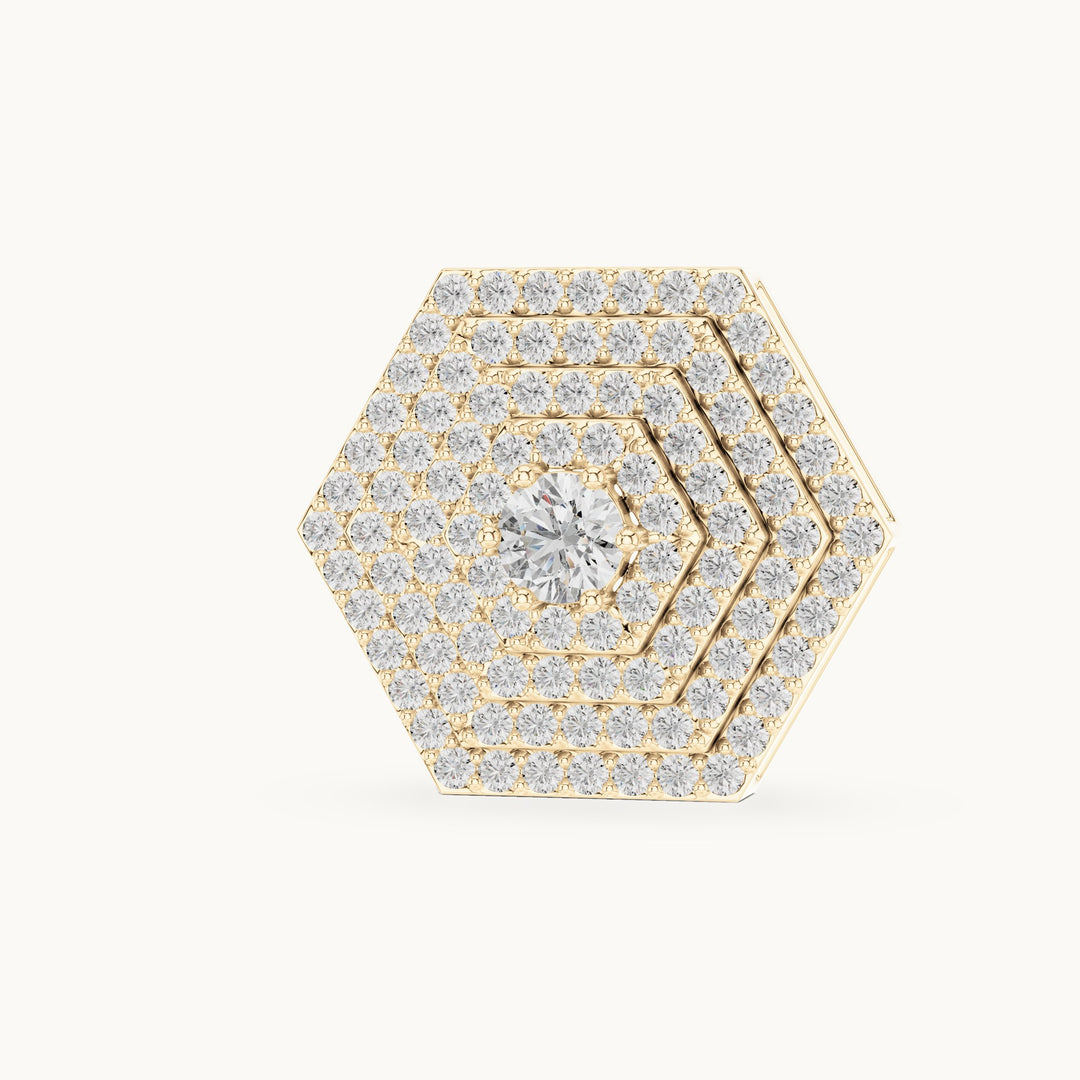 Round lab-grown diamond hexagon halo pendant in yellow gold, 0.60 CT TW, view 2