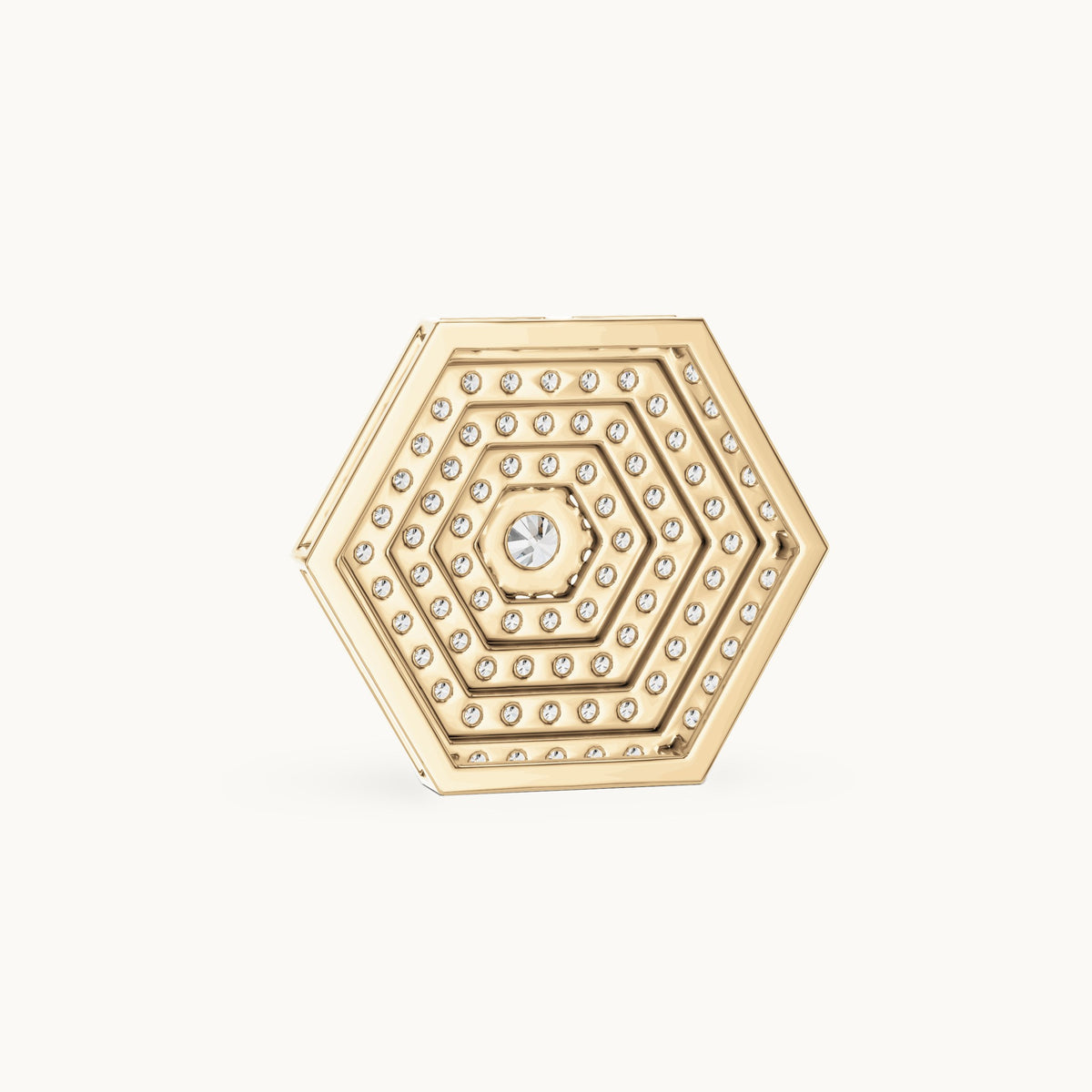 Round lab-grown diamond hexagon halo pendant in yellow gold, 0.60 CT TW, view 4