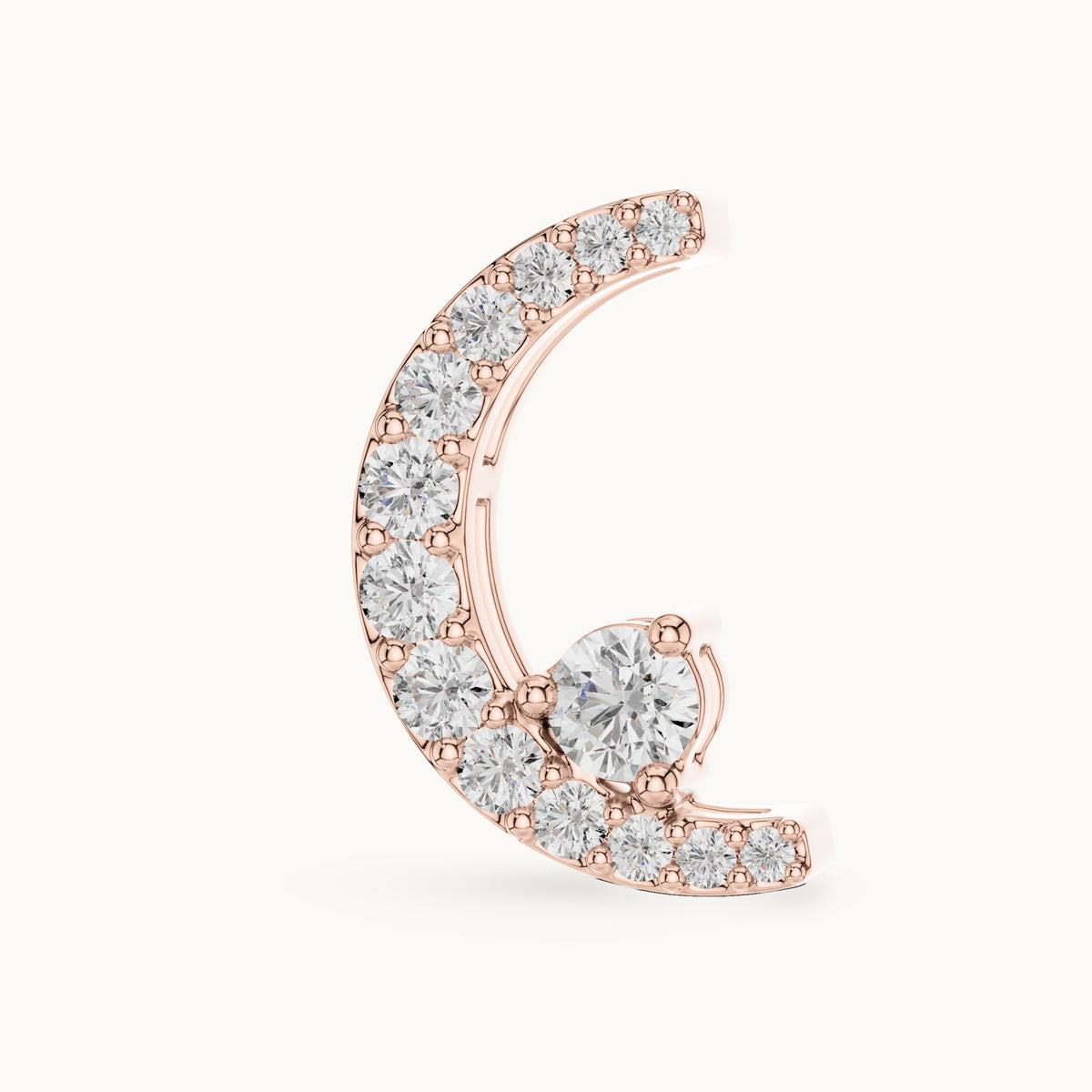 Round lab-grown diamond crescent moon pendant in rose gold, 0.20 CT TW, view 2