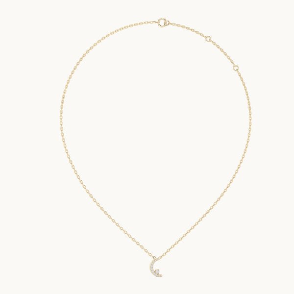 Round Lab-Grown Diamond Crescent Moon Pendant, 0.20 CT TW, Solid Gold
