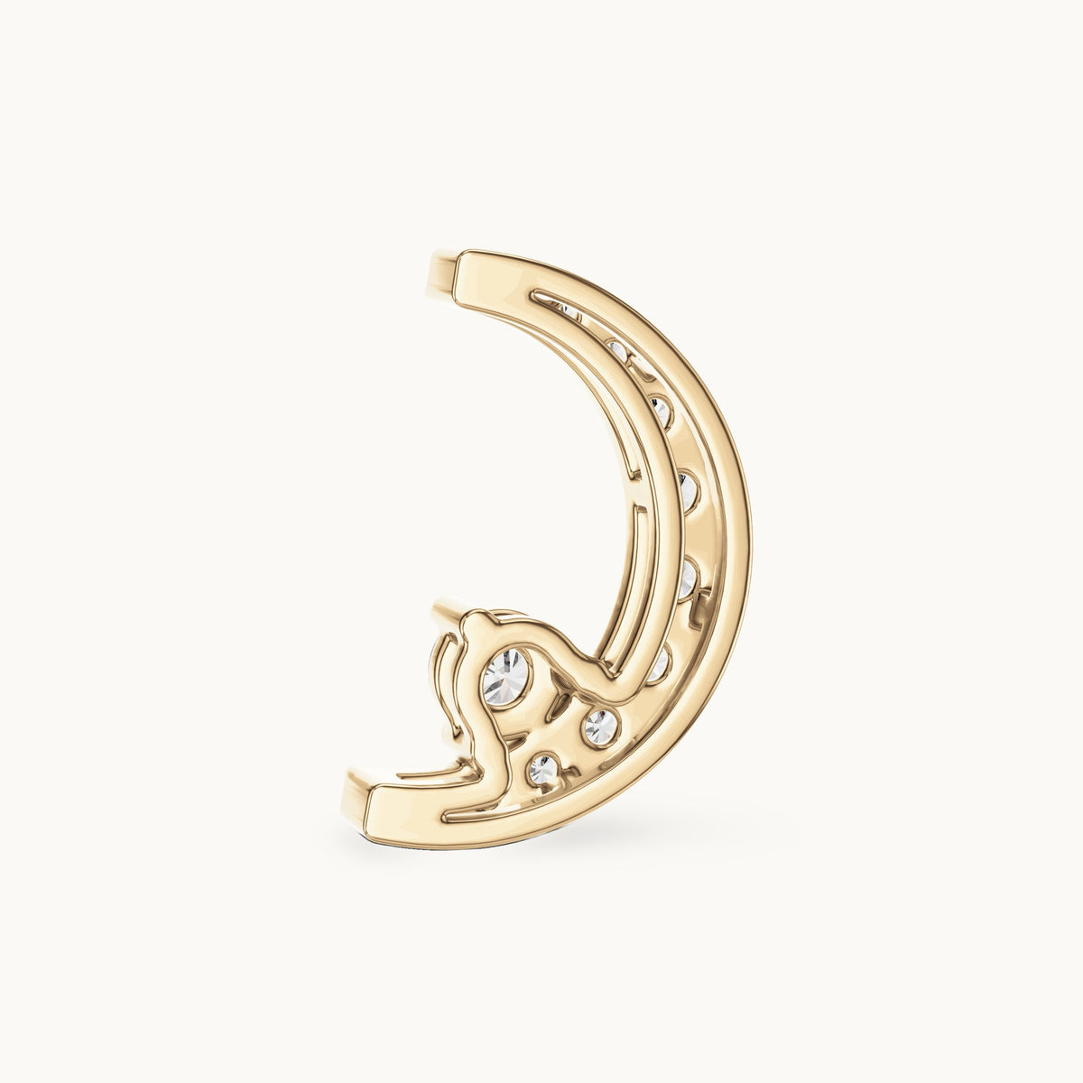 Round lab-grown diamond crescent moon pendant in yellow gold, 0.20 CT TW, view 4