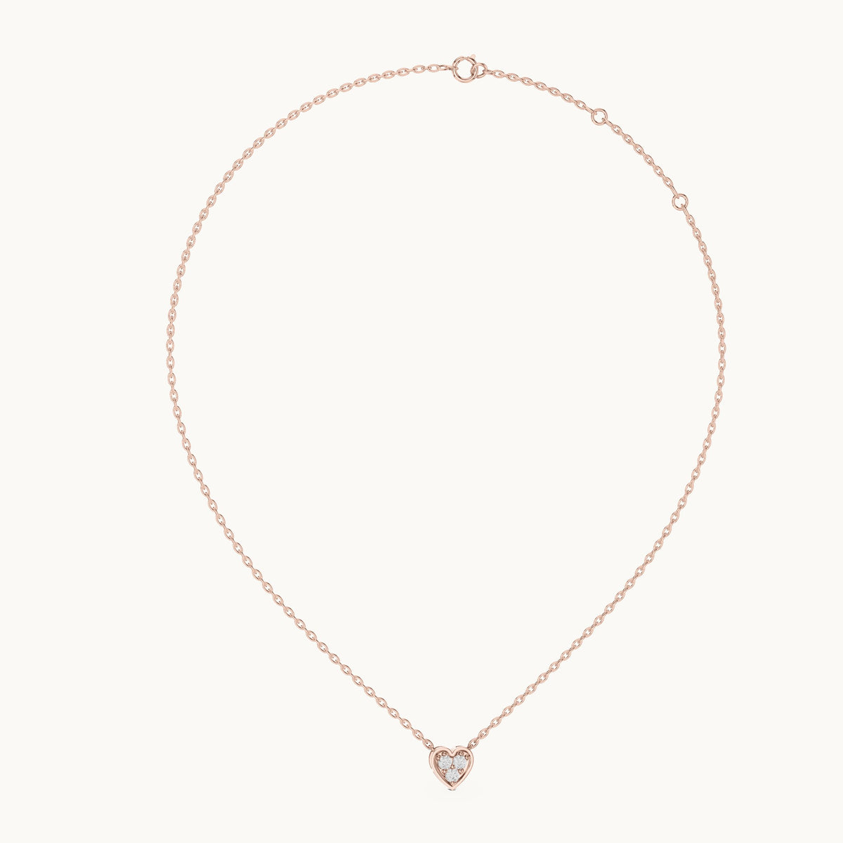 Round lab-grown diamond heart pendant in rose gold, 0.36 CT TW, view 1