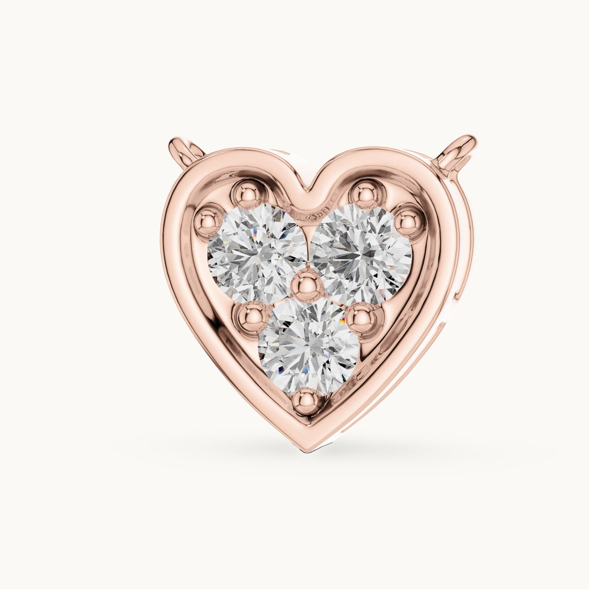 Round lab-grown diamond heart pendant in rose gold, 0.36 CT TW, view 2