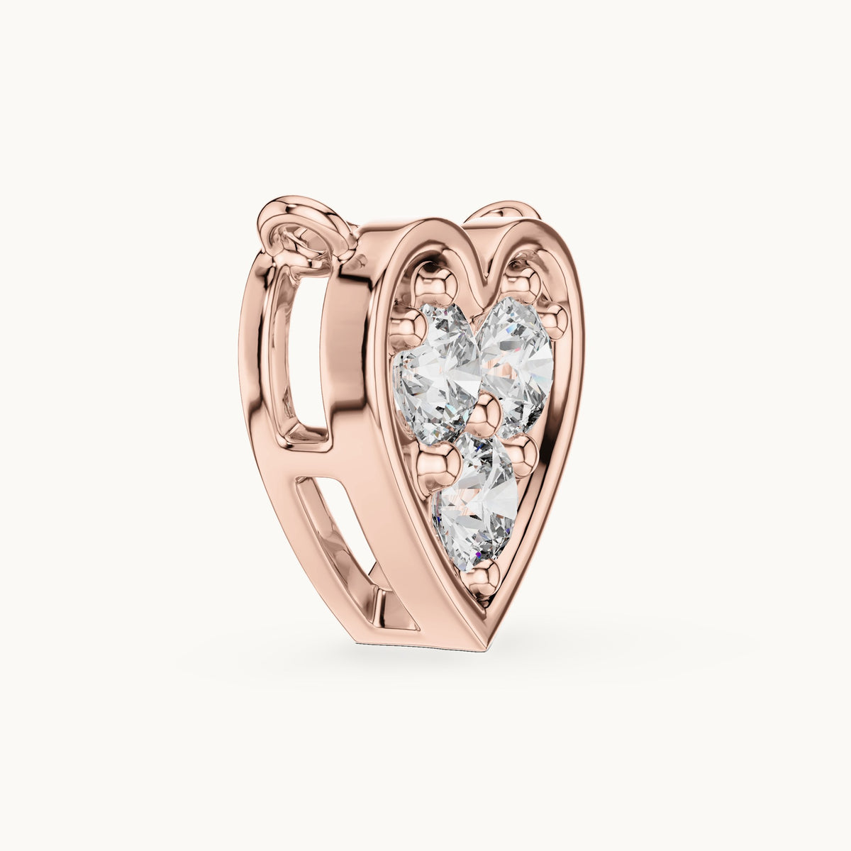 Round lab-grown diamond heart pendant in rose gold, 0.36 CT TW, view 3