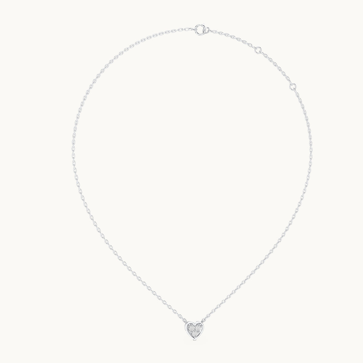 Round lab-grown diamond heart pendant in white gold, 0.36 CT TW, view 1
