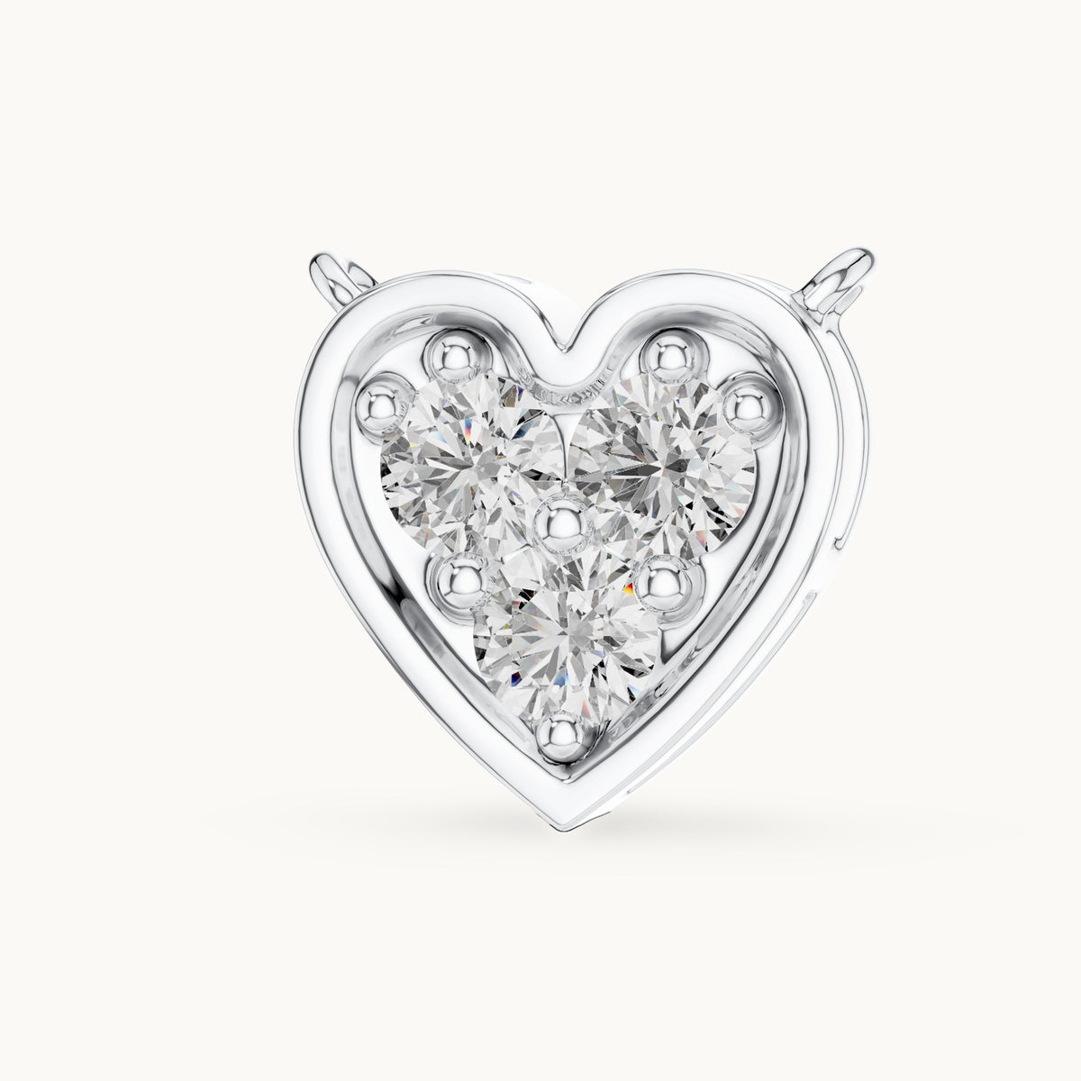Round lab-grown diamond heart pendant in white gold, 0.36 CT TW, view 2