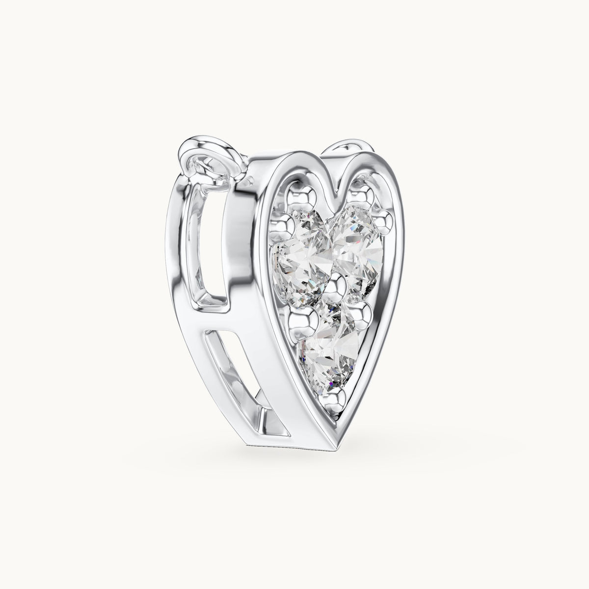 Round lab-grown diamond heart pendant in white gold, 0.36 CT TW, view 3