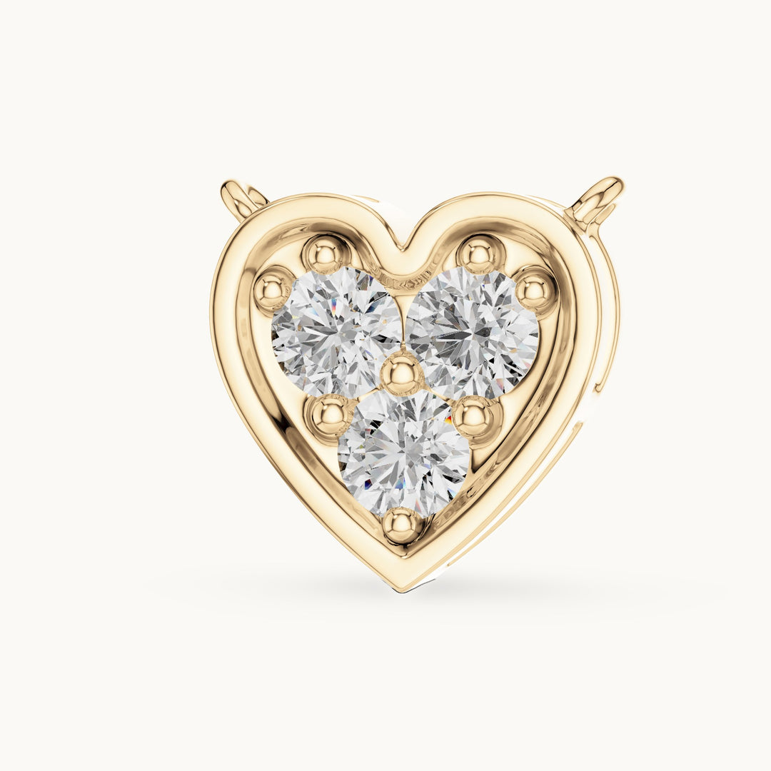 Round lab-grown diamond heart pendant in yellow gold, 0.36 CT TW, view 2