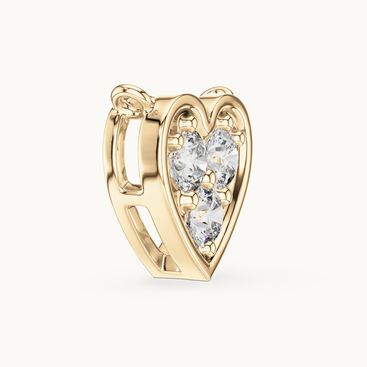 Round lab-grown diamond heart pendant in yellow gold, 0.36 CT TW, view 3