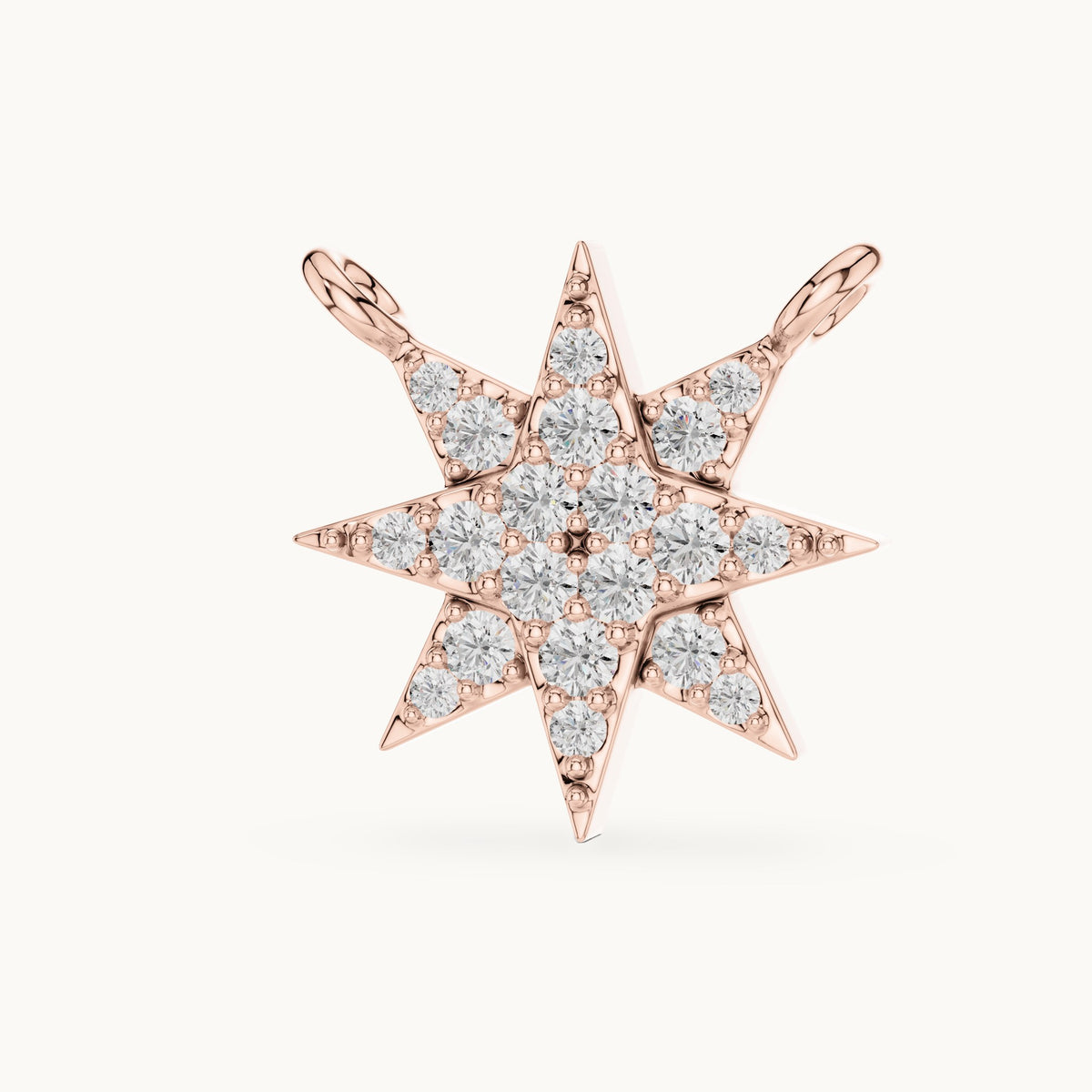 Round lab-grown diamond starburst station pendant in rose gold, 0.17 CT TW, view 2