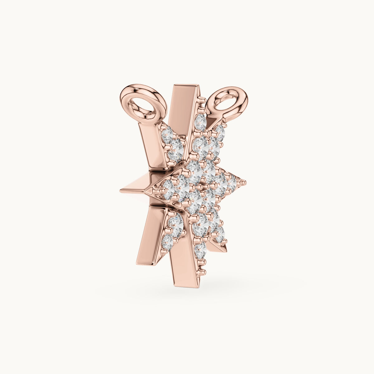 Round lab-grown diamond starburst station pendant in rose gold, 0.17 CT TW, view 3
