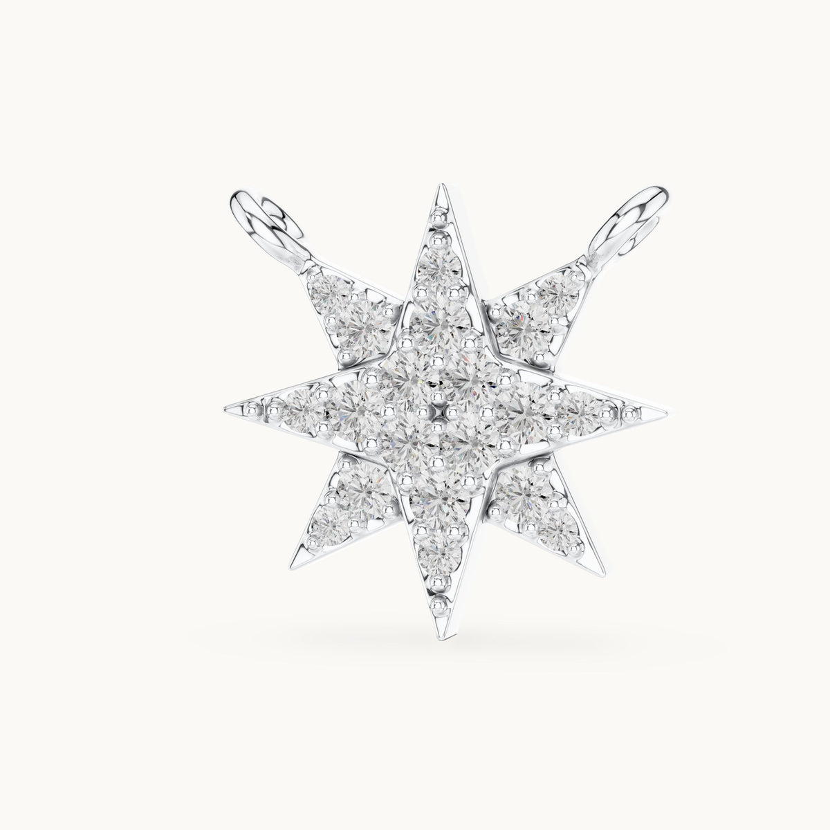 Round lab-grown diamond starburst station pendant in white gold, 0.17 CT TW, view 2